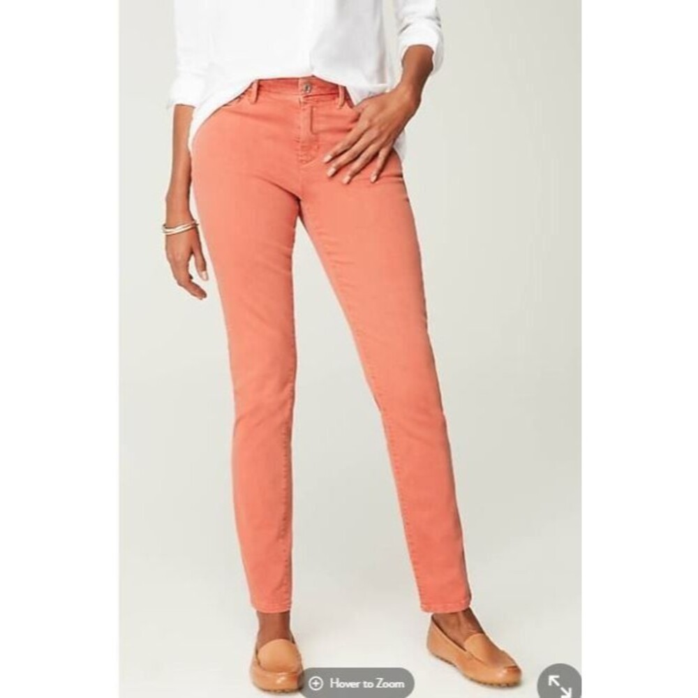 J Jill Jeans Women 12 Pink Denim Authentic Fit Slim Ankle Stretch Casual Classic